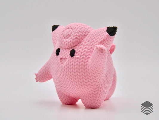 3D Printed Knitted Clefairy Collectible | Cute Mythical Pokemon Desk Accessory