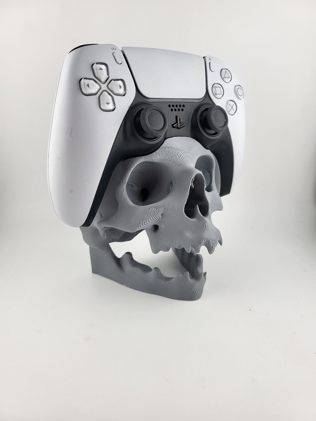 Skull PS5 Controller & Headset Stand - 3D Printed Gaming Mount & Display Holder