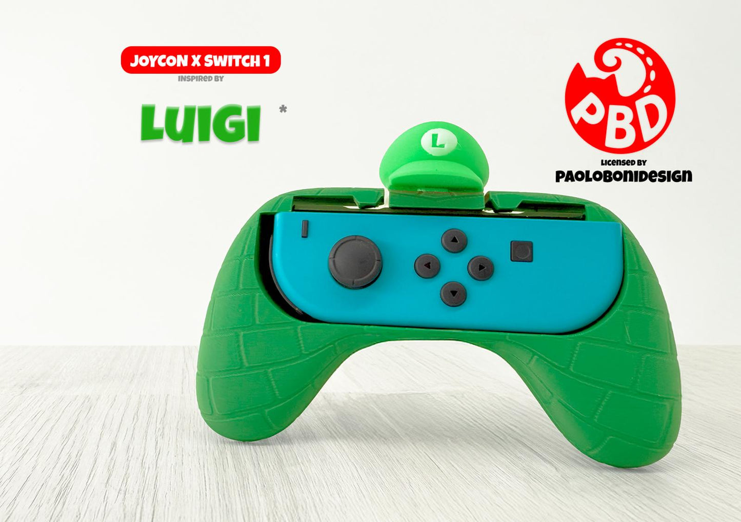 Luigi Hat Green 3D Printed Nintendo Switch 1 Joy-Con Grip Holder Custom