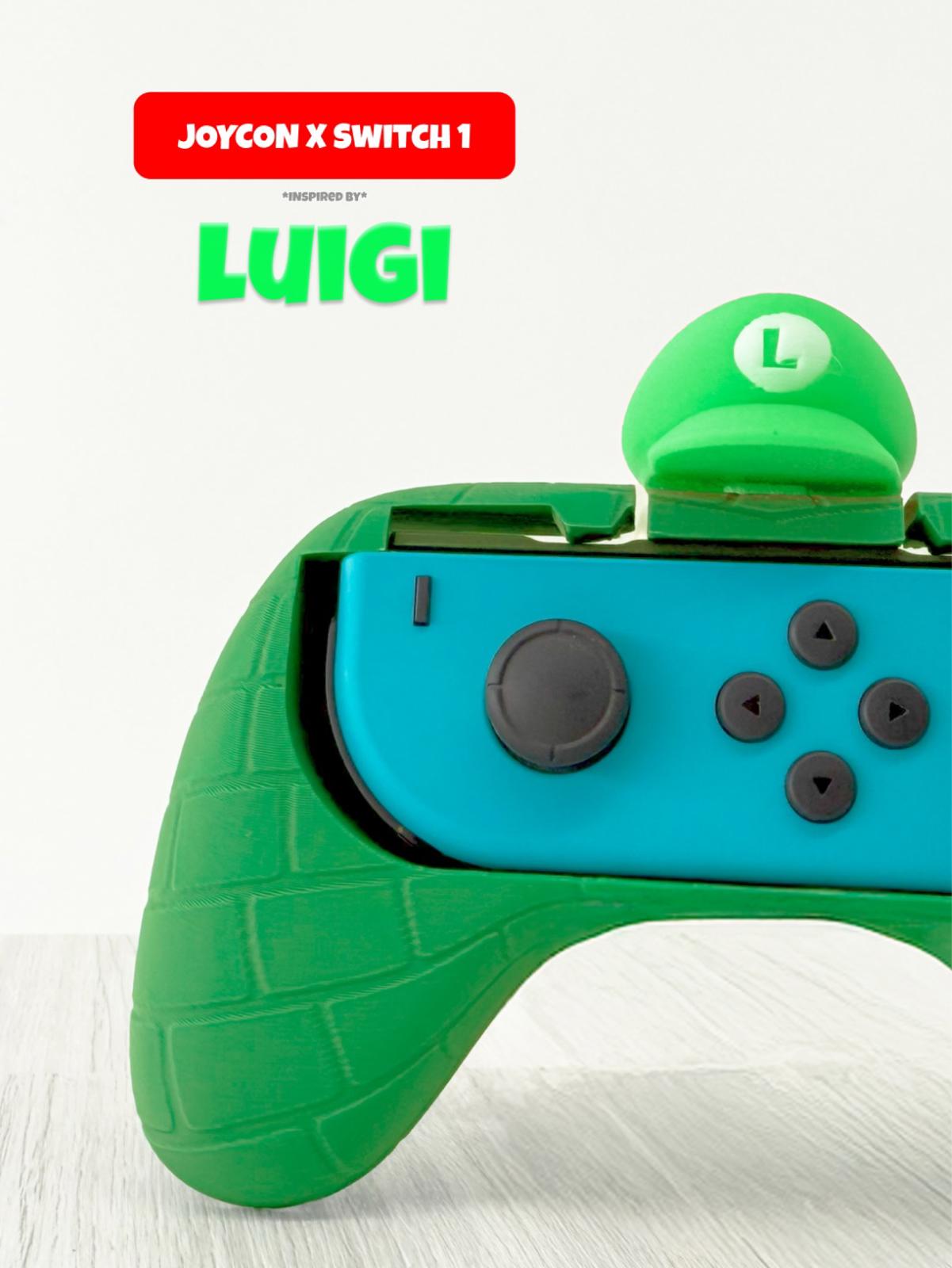 Luigi Hat Green 3D Printed Nintendo Switch 1 Joy-Con Grip Holder Custom