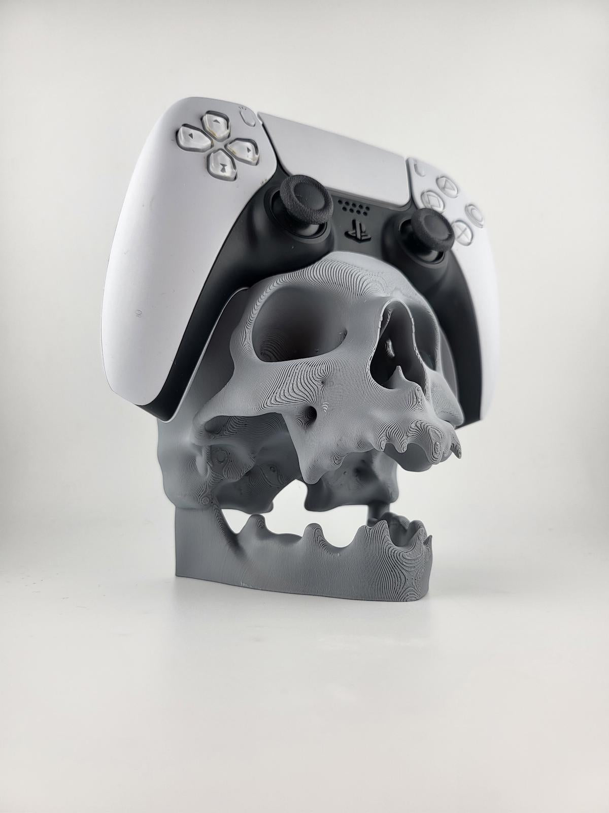 Skull PS5 Controller & Headset Stand - 3D Printed Gaming Mount & Display Holder