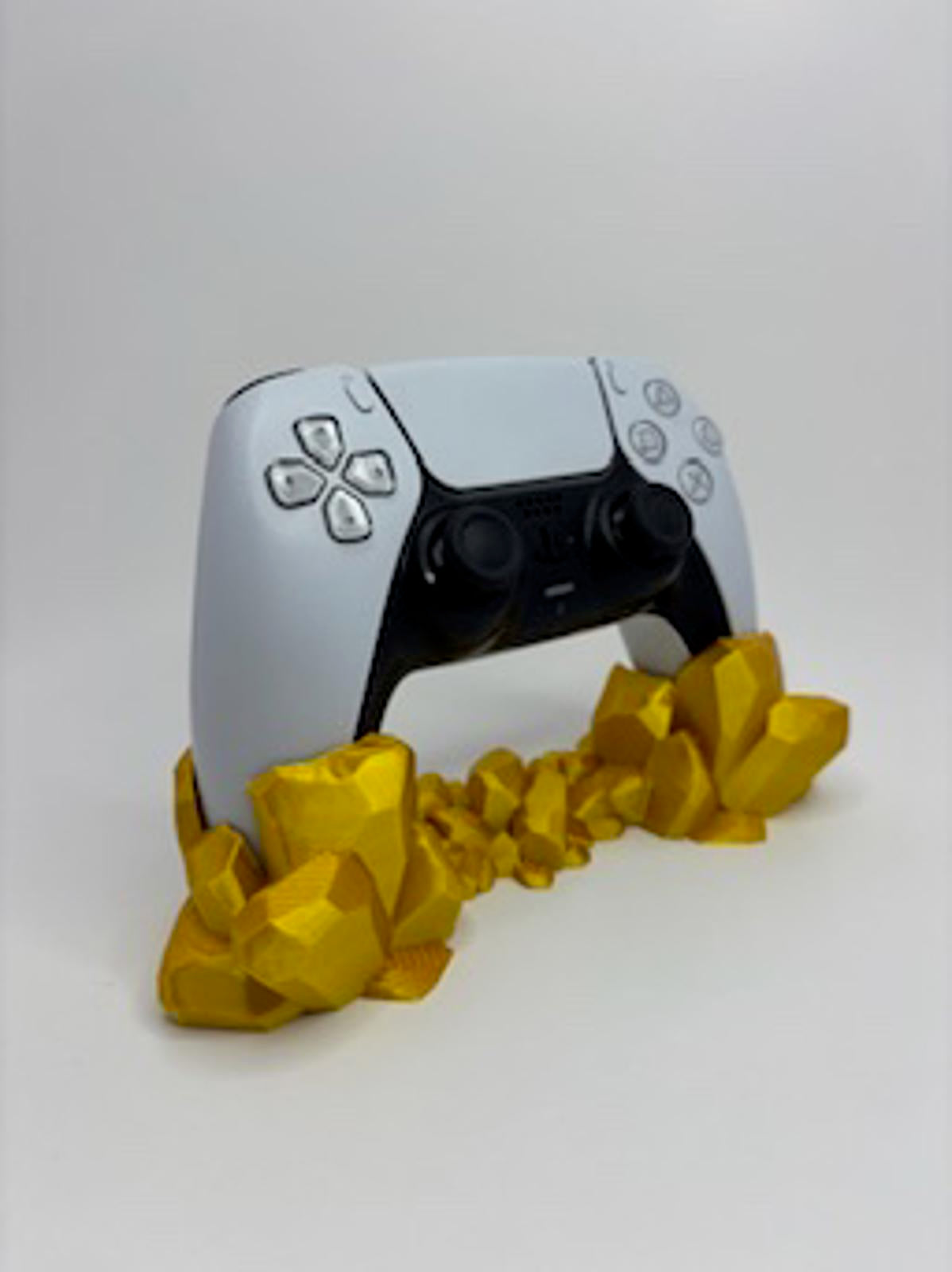 PS5 Controller Stand Holder 3D Printed Gold Crystal Rock Display Mount Unique