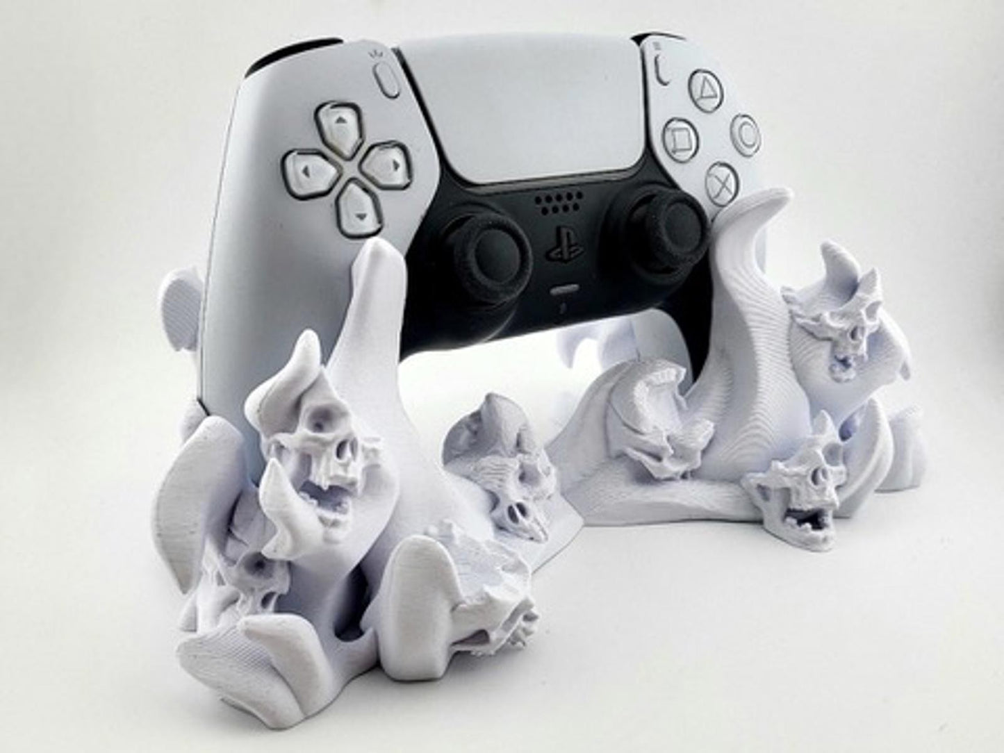 PS5 Controller Stand 3D Printed Flame Skull Gothic Horror Gamer DualSense Holder