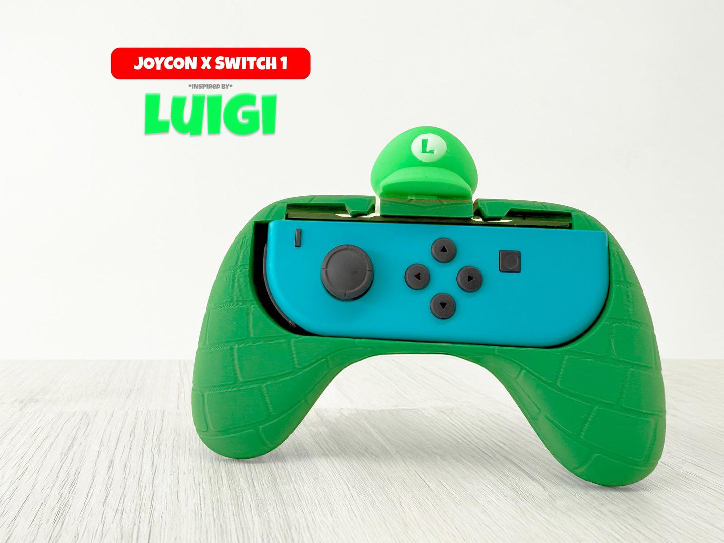 Luigi Hat Green 3D Printed Nintendo Switch 1 Joy-Con Grip Holder Custom