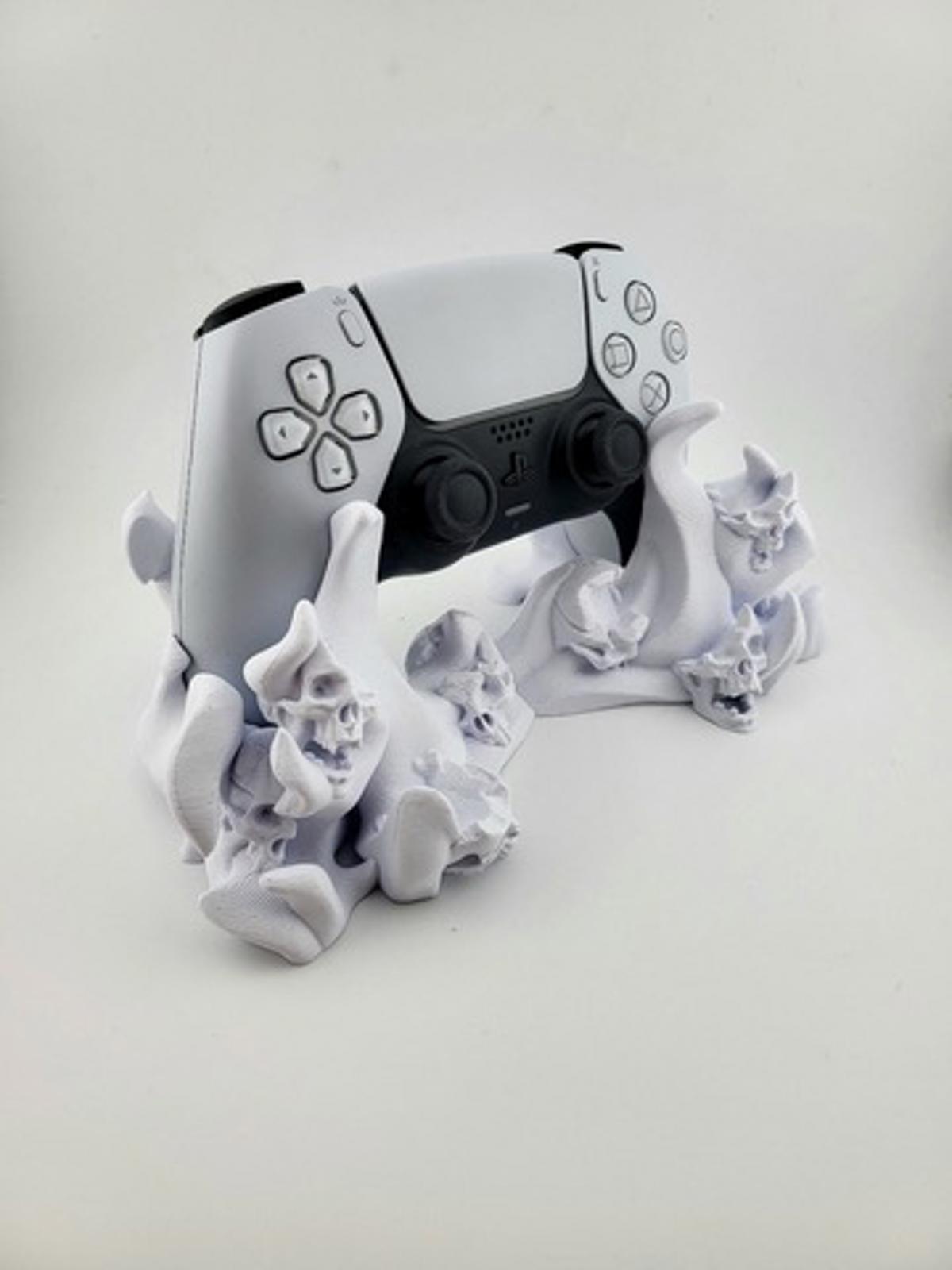 PS5 Controller Stand 3D Printed Flame Skull Gothic Horror Gamer DualSense Holder