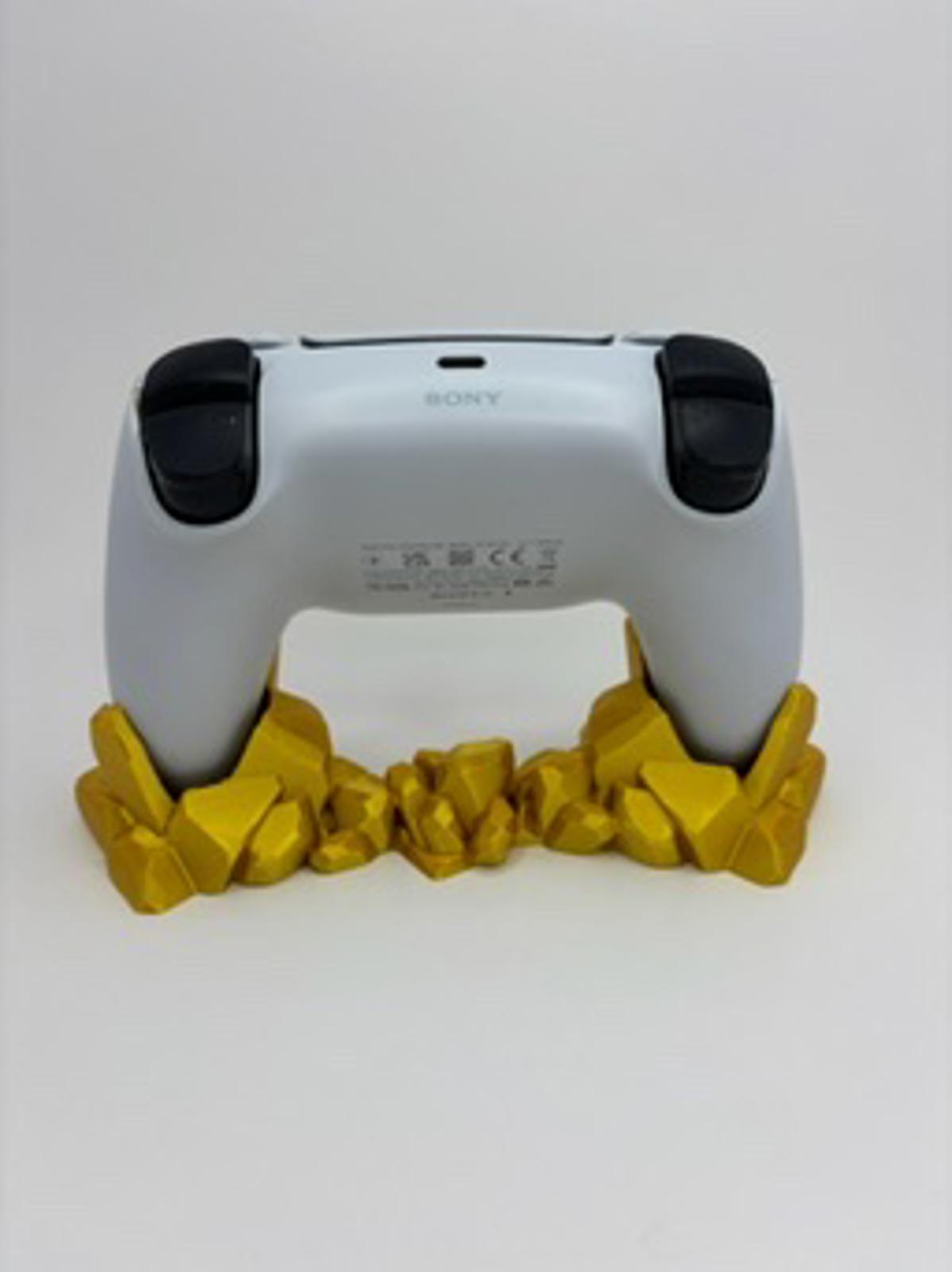PS5 Controller Stand Holder 3D Printed Gold Crystal Rock Display Mount Unique