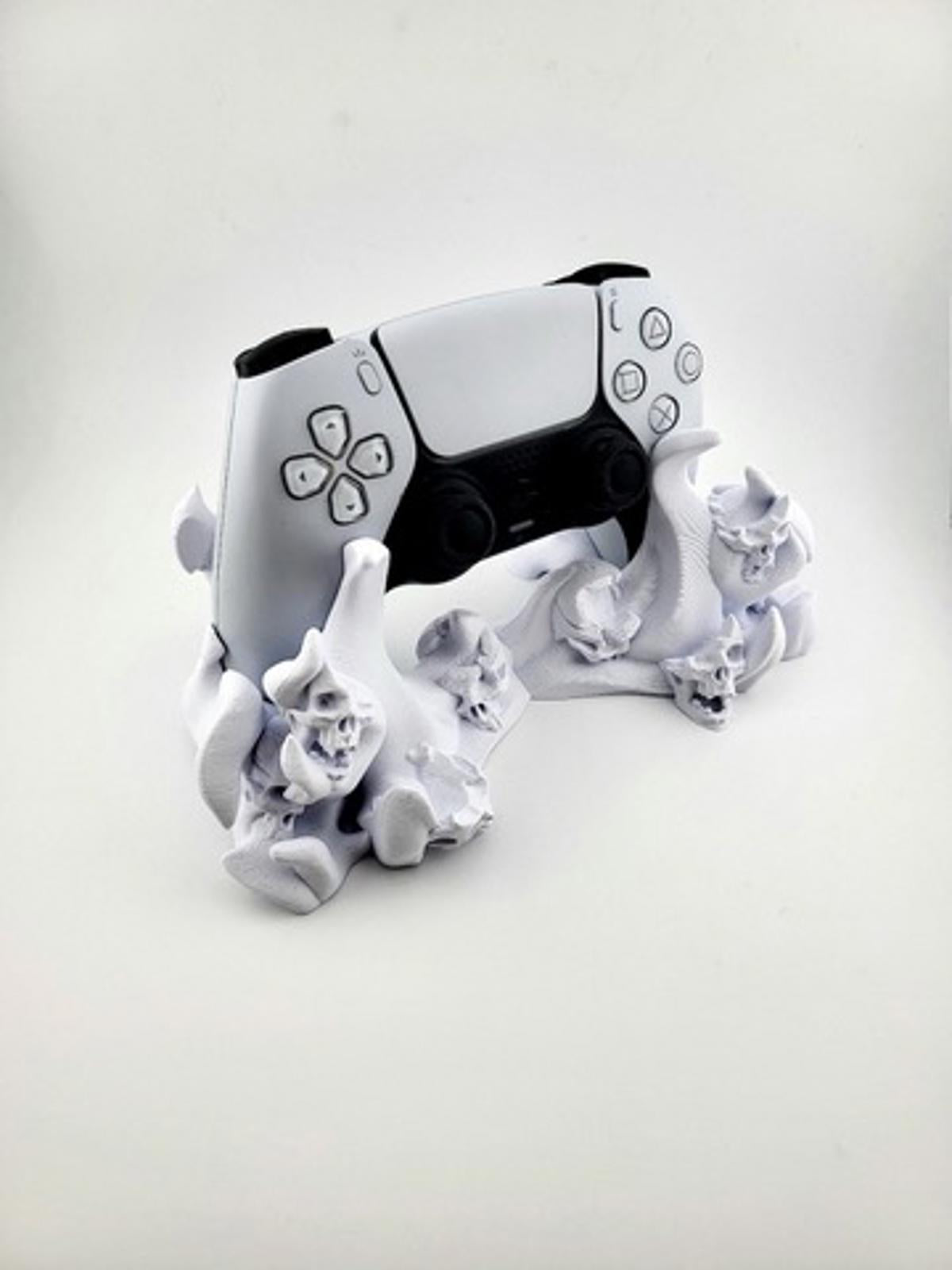 PS5 Controller Stand 3D Printed Flame Skull Gothic Horror Gamer DualSense Holder