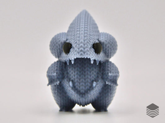 3D Printed Knitted Gible Figure | Cute Land Shark Pokemon Desk Toy Collectible
