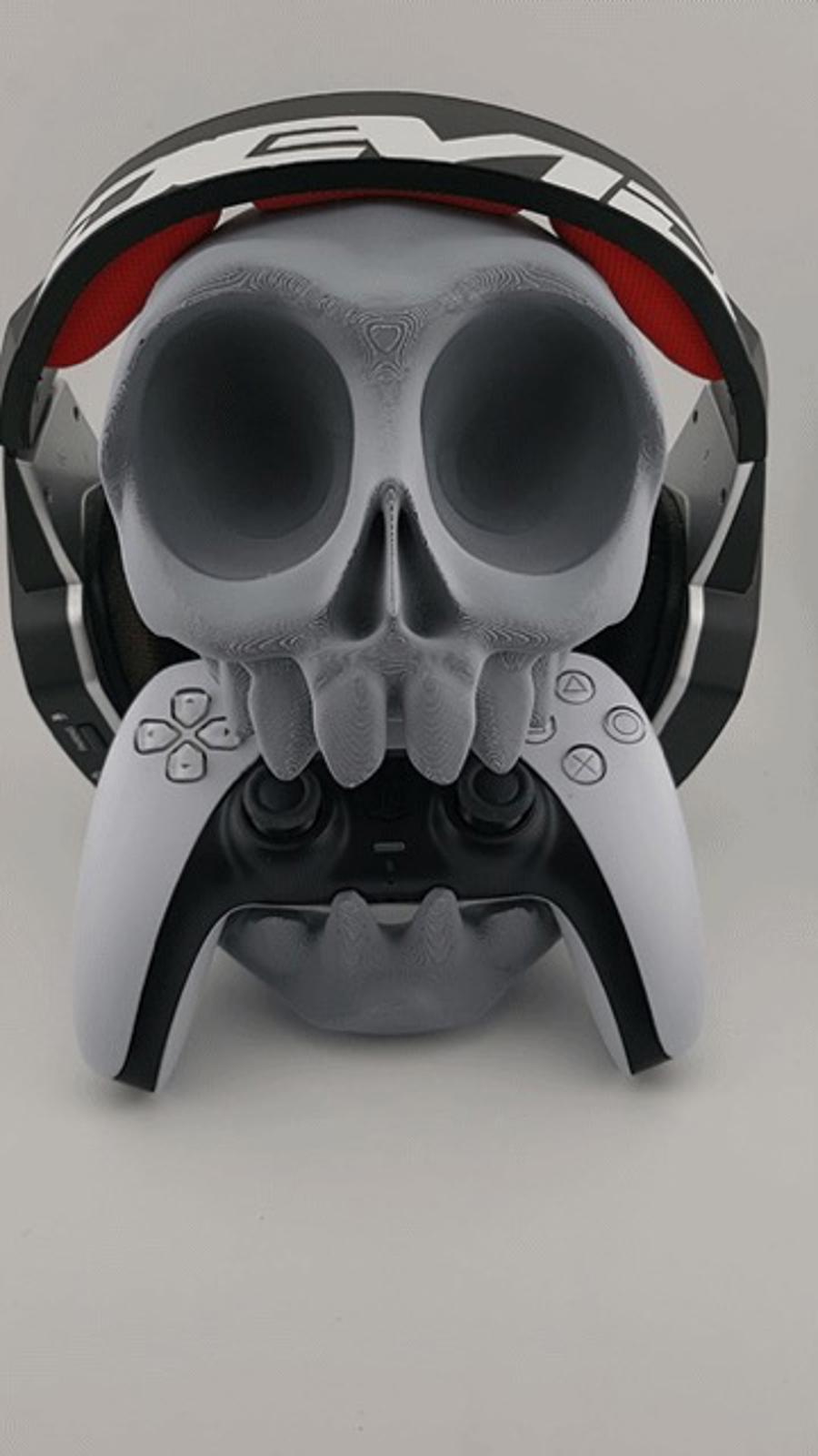 Unique 3D Printed Skull Headset & PS5 Controller Stand Holder - Gaming Display