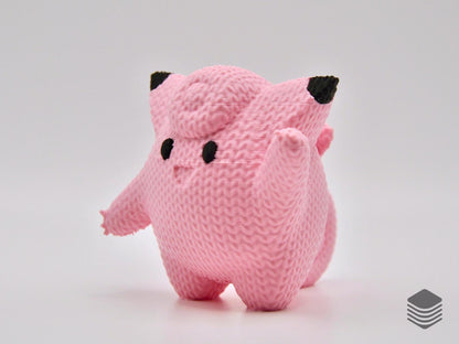 3D Printed Knitted Clefairy Collectible | Cute Mythical Pokemon Desk Accessory