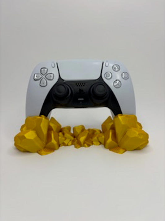 PS5 Controller Stand Holder 3D Printed Gold Crystal Rock Display Mount Unique