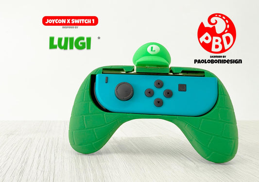 Luigi Hat Green 3D Printed Nintendo Switch 1 Joy-Con Grip Holder Custom