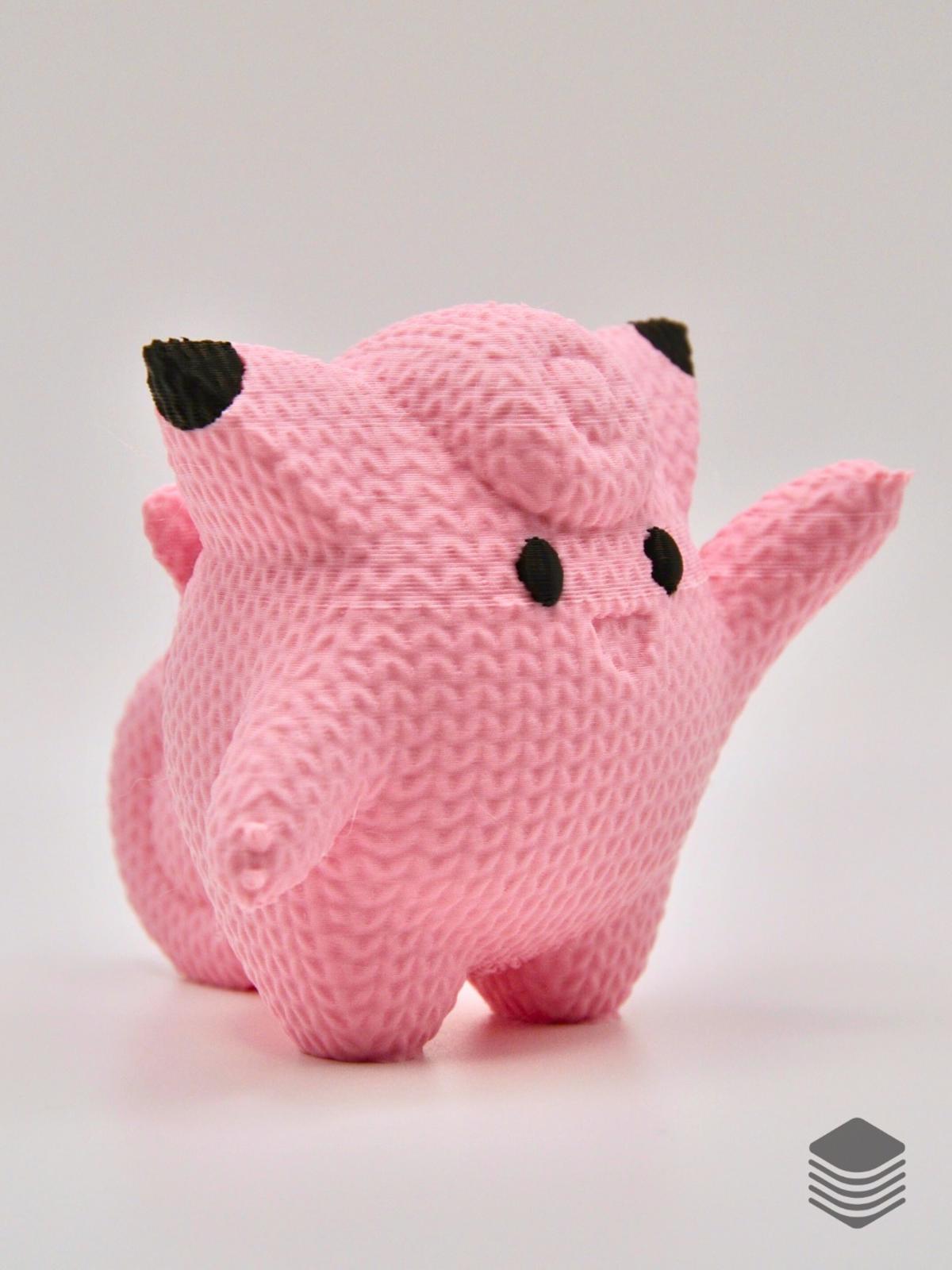 3D Printed Knitted Clefairy Collectible | Cute Mythical Pokemon Desk Accessory