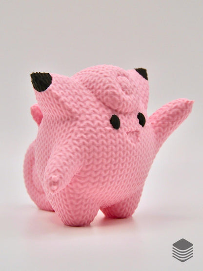3D Printed Knitted Clefairy Collectible | Cute Mythical Pokemon Desk Accessory