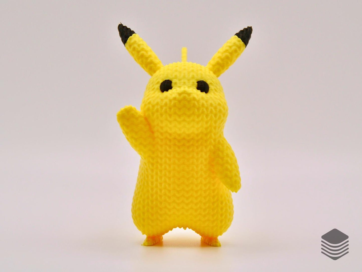 3D Printed Knitted Pikachu Desk Accessory | Cute Waving Pikachu Office Decor