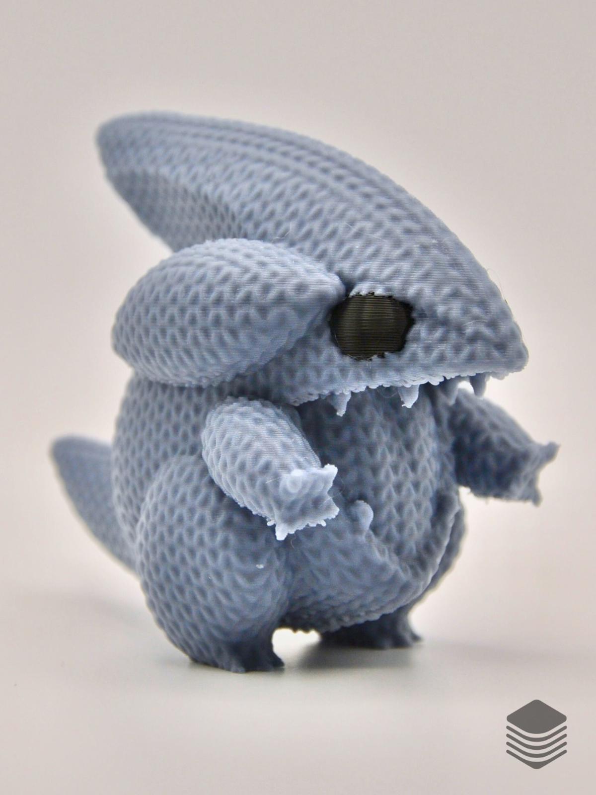 3D Printed Knitted Gible Figure | Cute Land Shark Pokemon Desk Toy Collectible