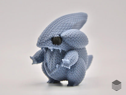 3D Printed Knitted Gible Figure | Cute Land Shark Pokemon Desk Toy Collectible