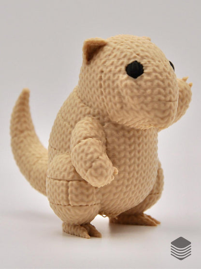 3D Printed Knitted Sandshrew Figurine | Cute Pokemon Desk Toy Table Accessory