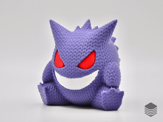 3D Printed Knitted Gengar Figure | Spooky Cute Pokemon Inspired Desk Toy