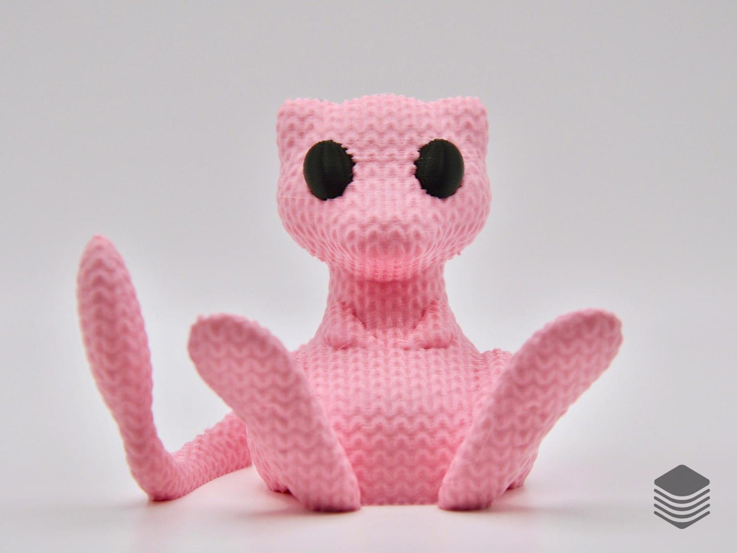 3D Printed Knitted Mew Collectible Figure | Cute Mythical Pokemon Desk Accessory