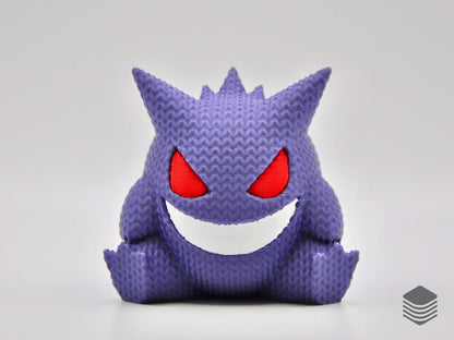 3D Printed Knitted Gengar Figure | Spooky Cute Pokemon Inspired Desk Toy