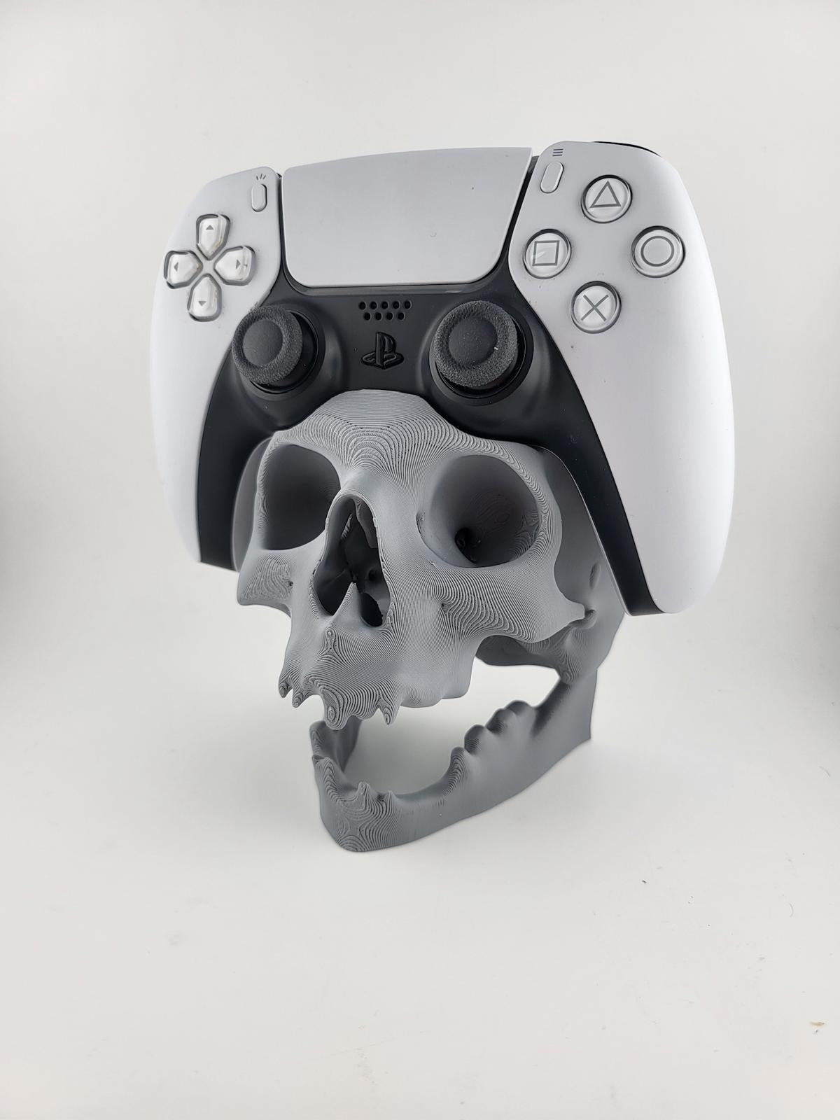 Skull PS5 Controller & Headset Stand - 3D Printed Gaming Mount & Display Holder
