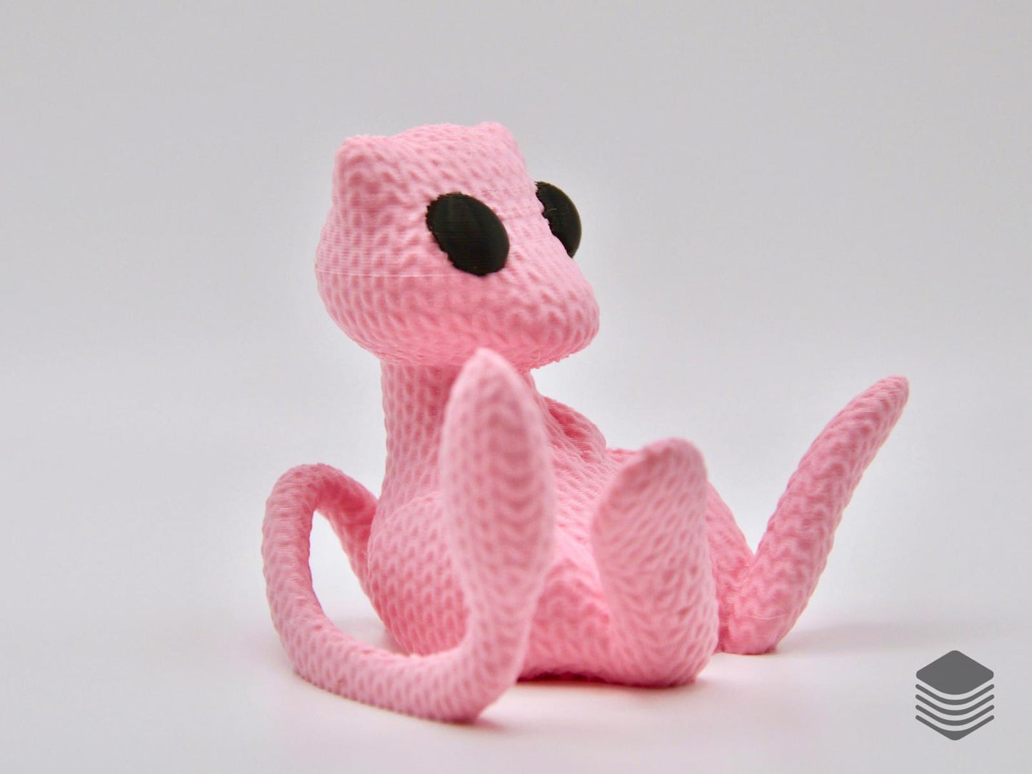 3D Printed Knitted Mew Collectible Figure | Cute Mythical Pokemon Desk Accessory