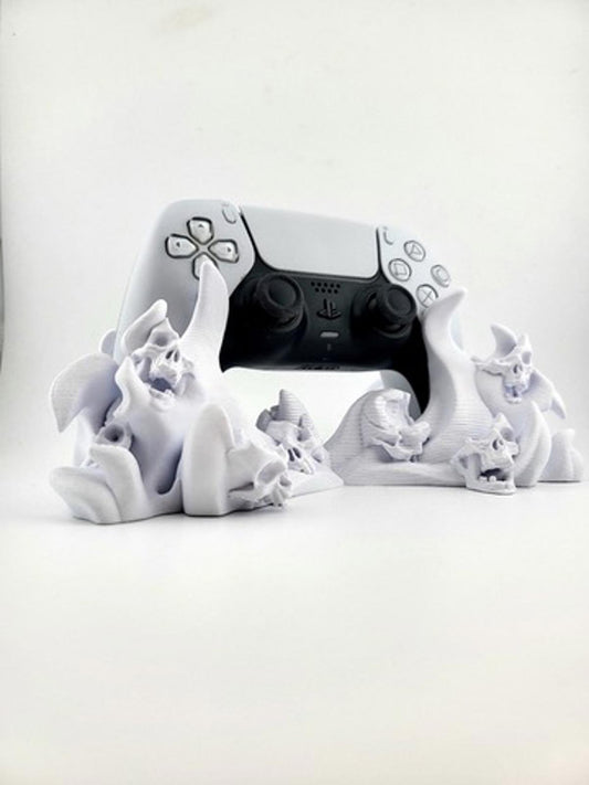 PS5 Controller Stand 3D Printed Flame Skull Gothic Horror Gamer DualSense Holder