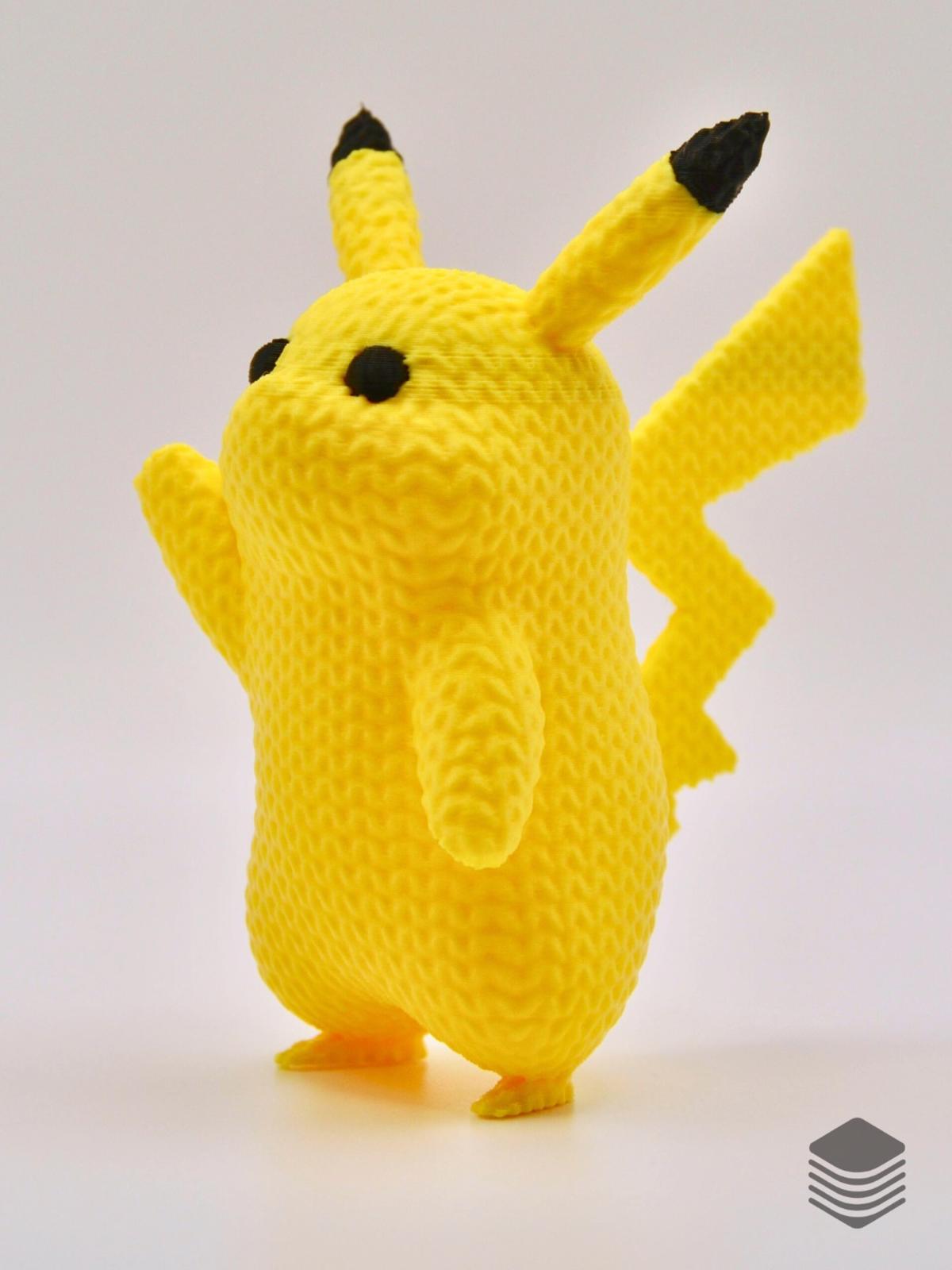 3D Printed Knitted Pikachu Desk Accessory | Cute Waving Pikachu Office Decor