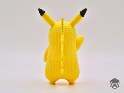 3D Printed Knitted Pikachu Desk Accessory | Cute Waving Pikachu Office Decor