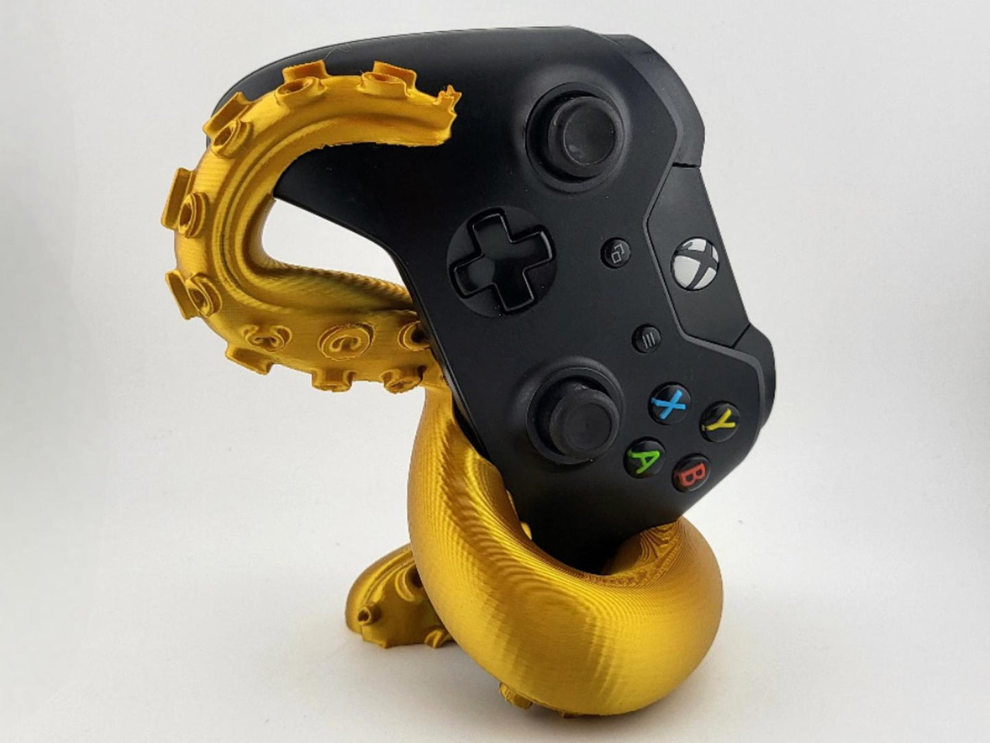 Gold Tentacle Xbox Controller Stand 3D Printed Kraken Horror Gamer Gift Desk Art