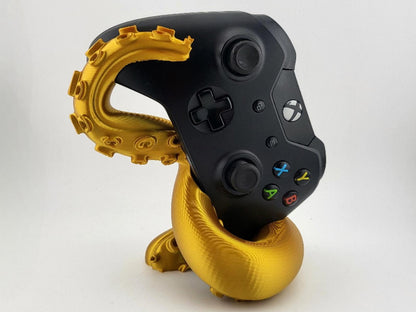 Gold Tentacle Xbox Controller Stand 3D Printed Kraken Horror Gamer Gift Desk Art