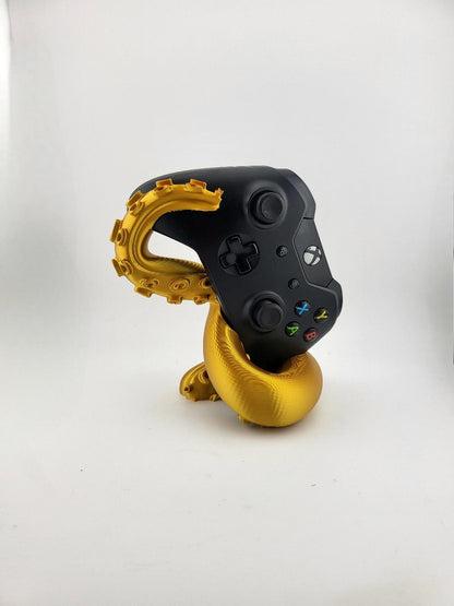 Gold Tentacle Xbox Controller Stand 3D Printed Kraken Horror Gamer Gift Desk Art