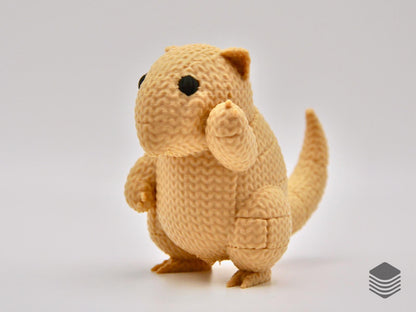 3D Printed Knitted Sandshrew Figurine | Cute Pokemon Inspired Desk Toy