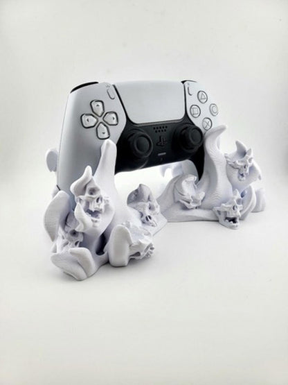 PS5 Controller Stand 3D Printed Flame Skull Gothic Horror Gamer DualSense Holder