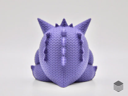 3D Printed Knitted Gengar Figure | Spooky Cute Pokemon Inspired Desk Toy