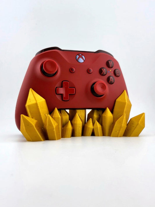 3D Printed Crystal Xbox Controller Stand Gold Ore Console Accessories Gamer Gift