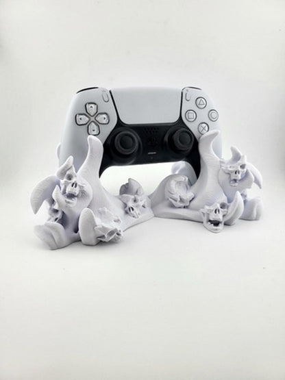 PS5 Controller Stand 3D Printed Flame Skull Gothic Horror Gamer DualSense Holder