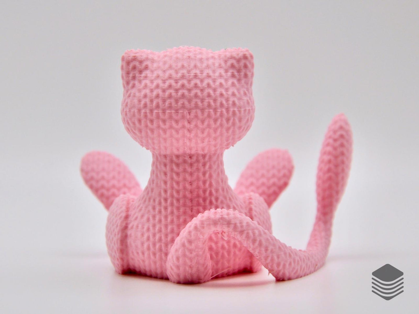 3D Printed Knitted Mew Collectible Figure | Cute Mythical Pokemon Desk Accessory