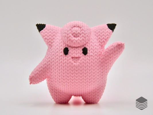3D Printed Knitted Clefairy Collectible | Cute Mythical Pokemon Desk Accessory