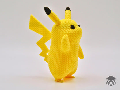 3D Printed Knitted Pikachu Desk Accessory | Cute Waving Pikachu Office Decor