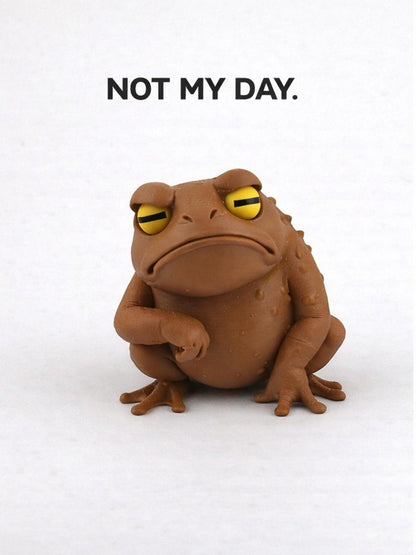 NOT MY DAY Frog Desk Accessory | Funny Grumpy Frog Figurine | Office Decor