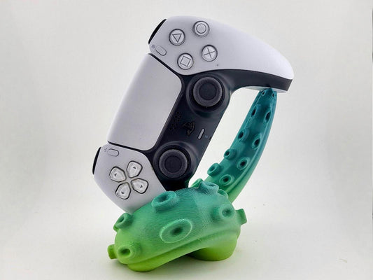 Unique 3D Printed Octopus Tentacle PS5 Controller Stand - White & Green!