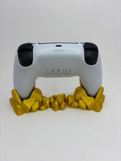 PS5 Controller Stand Holder 3D Printed Gold Crystal Rock Display Mount Unique
