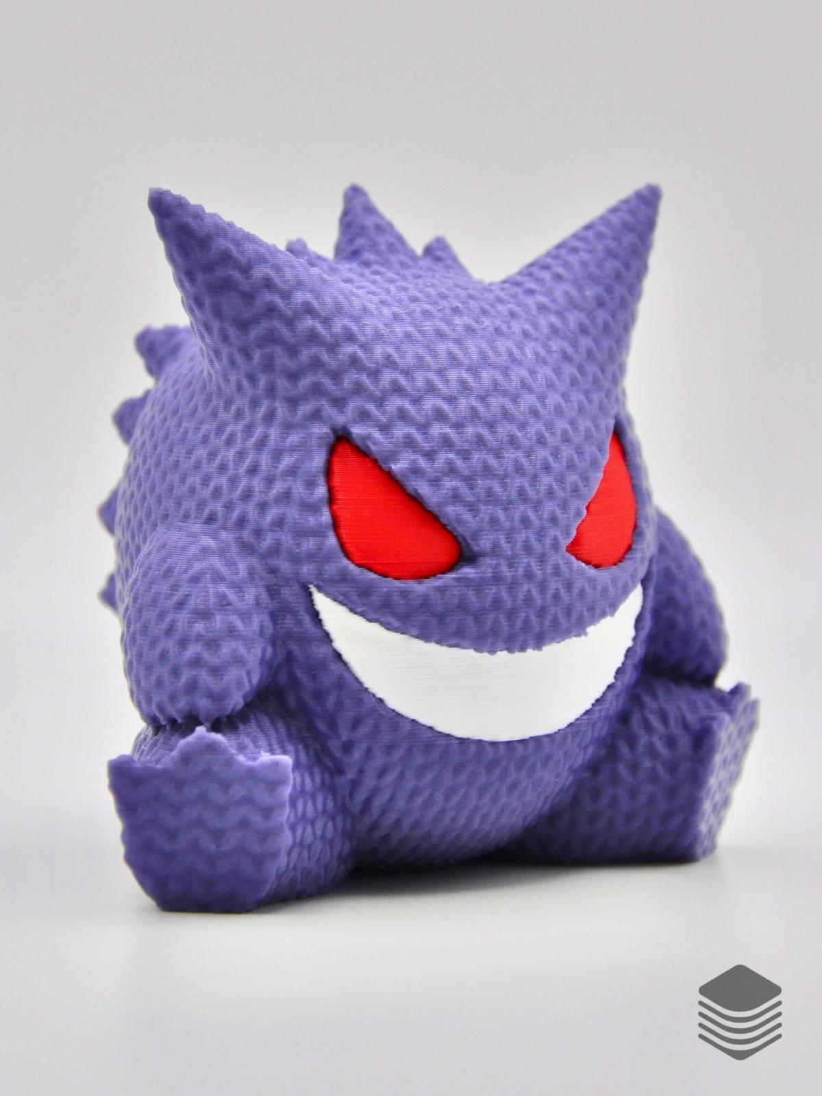 3D Printed Knitted Gengar Figure | Spooky Cute Pokemon Inspired Desk Toy