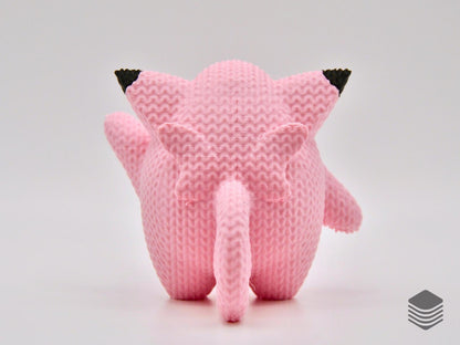3D Printed Knitted Clefairy Collectible | Cute Mythical Pokemon Desk Accessory